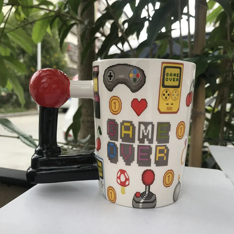 New Ceramic Mugs Creative 3D Game Over Coffee Cups Student Milk Game Controller Handle Funny Mug Birthday Christmas Gamer Gift