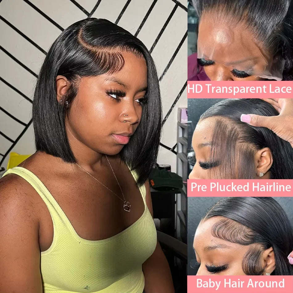13x4 Straight Short Bob Lace Front Wig | 100% Remy Human Hair | Women