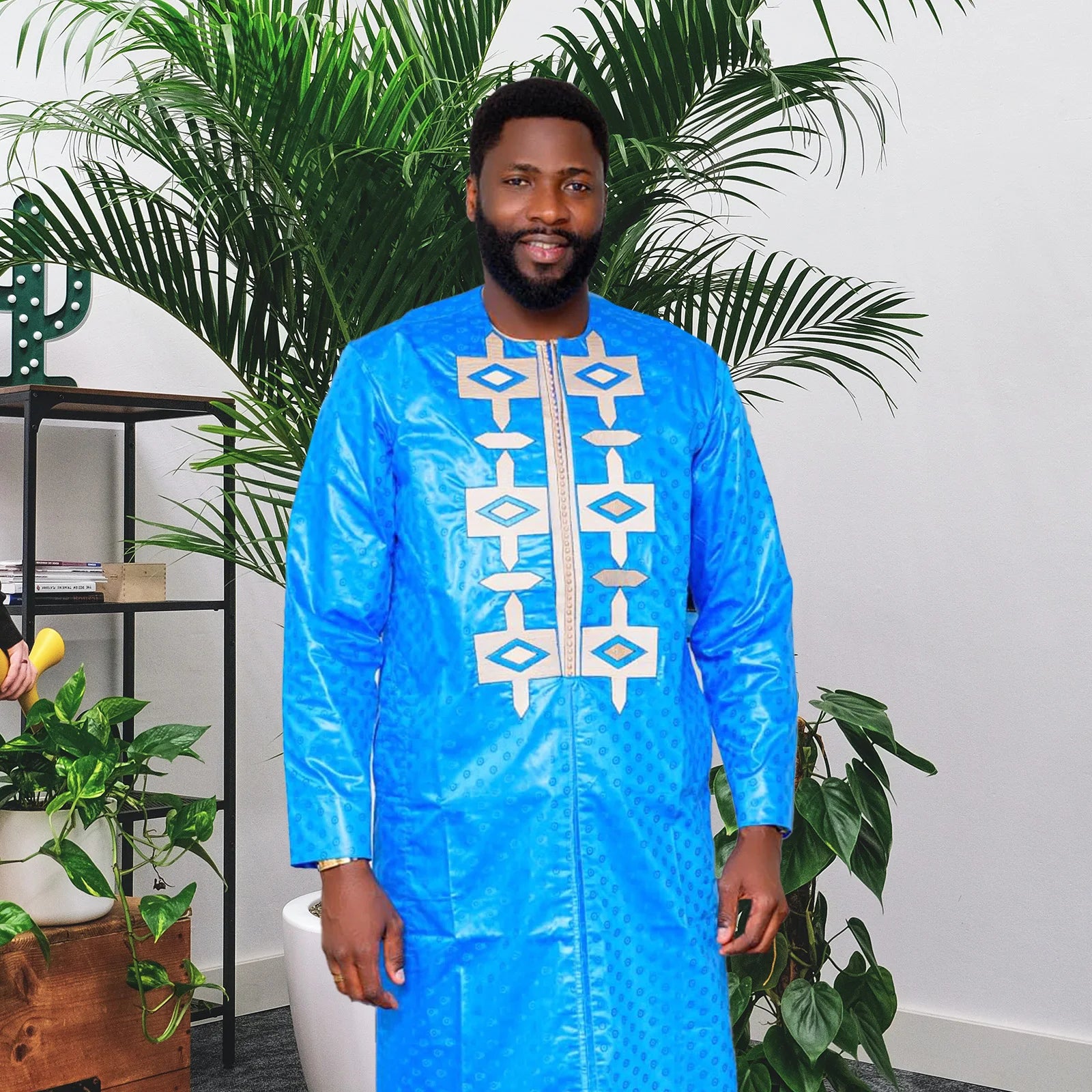 African Clothes For Man Bazin Riche Embroidery Design Top Long Sleeve 2 Piece Set