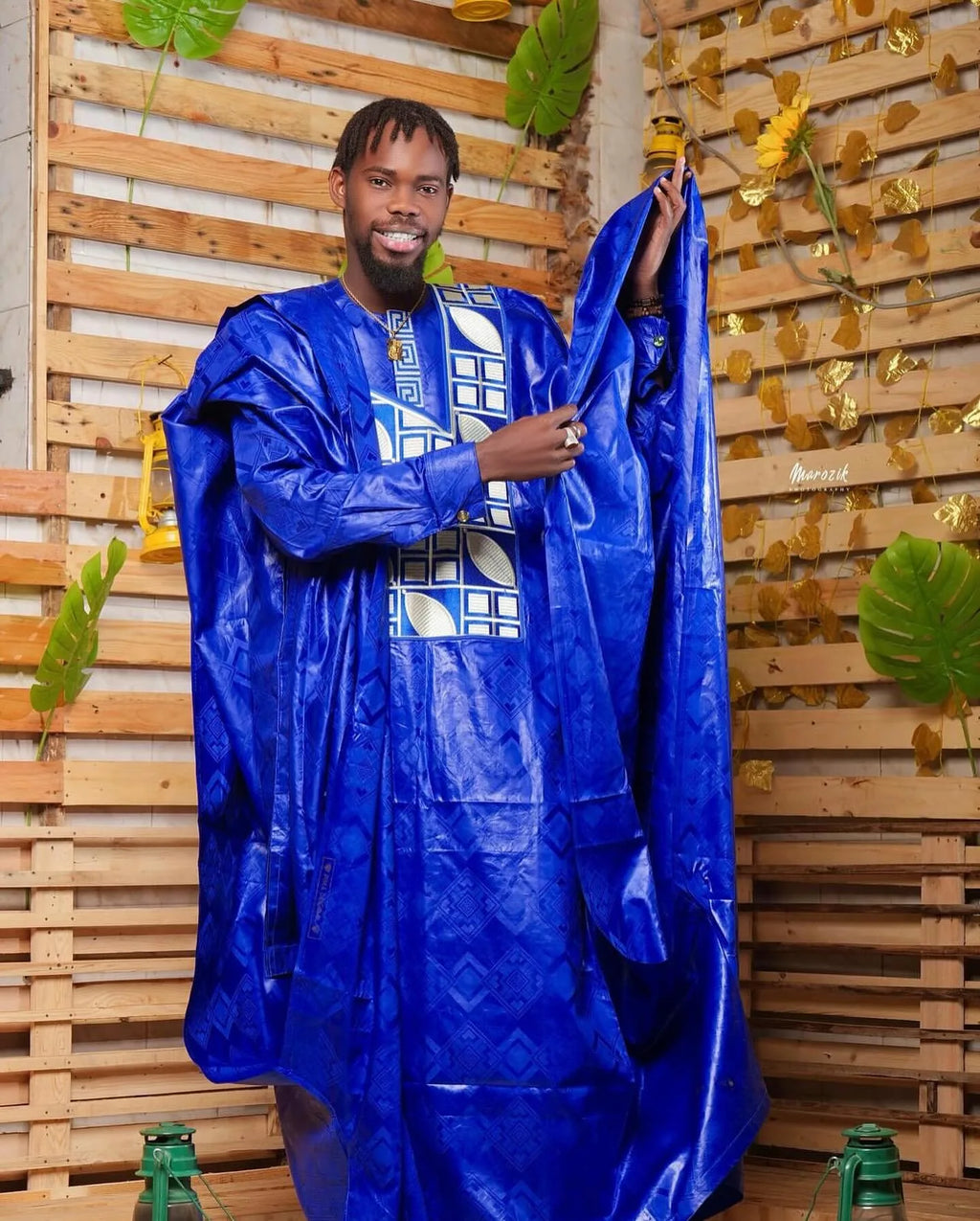 Men's Bazin Riche Embroidery African Top | Long Sleeve Dashiki | L–5XL