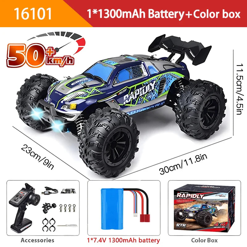 1:16 70KM/H Or 50KM/H 4WD RC Car With LED Remote Control Cars High Speed Drift