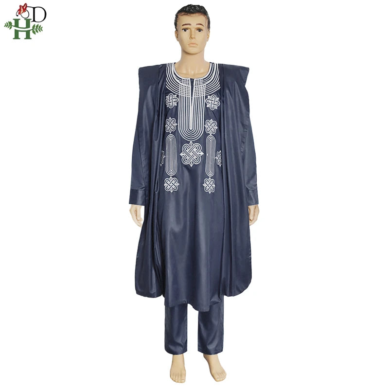 African Suit Men Robe Shirt and Pants Set Long Sleeve