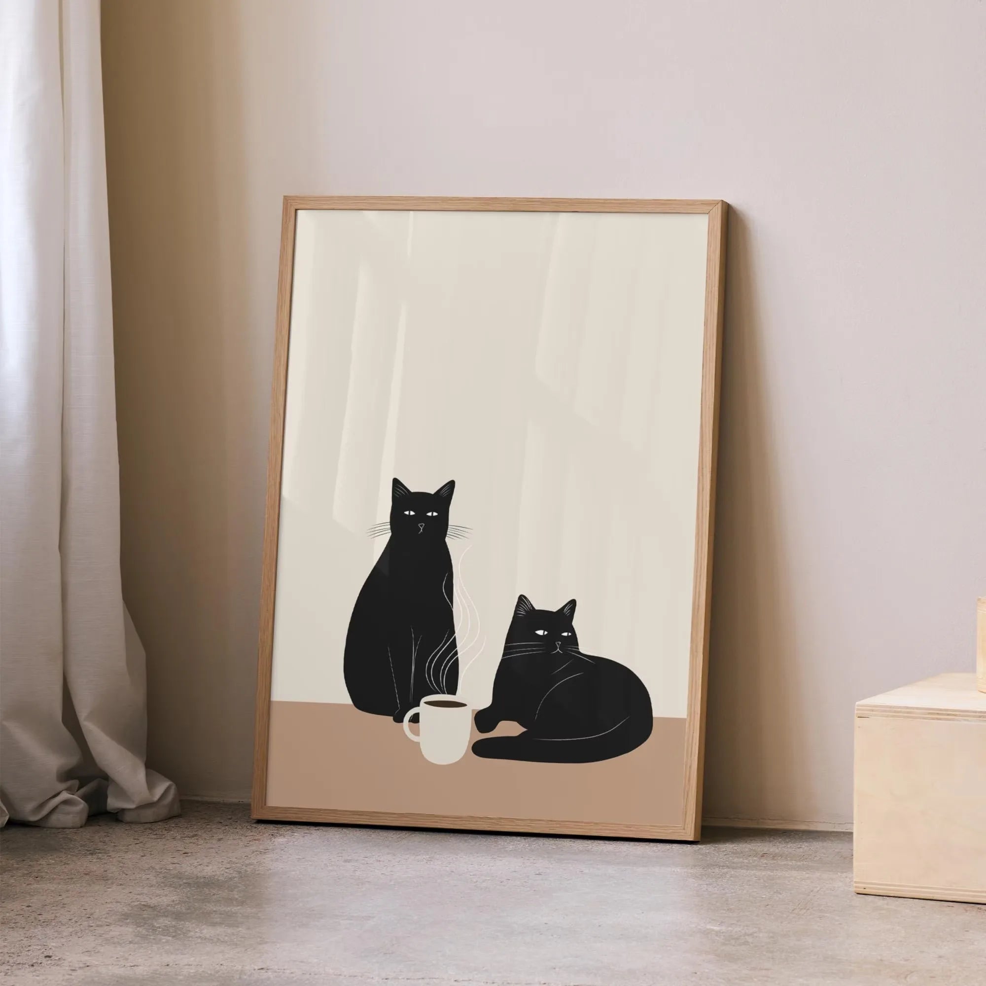 Black Cat & Dog Canvas Wall Art | Mid-Century Home Decor Gift | HotTrendyPicks