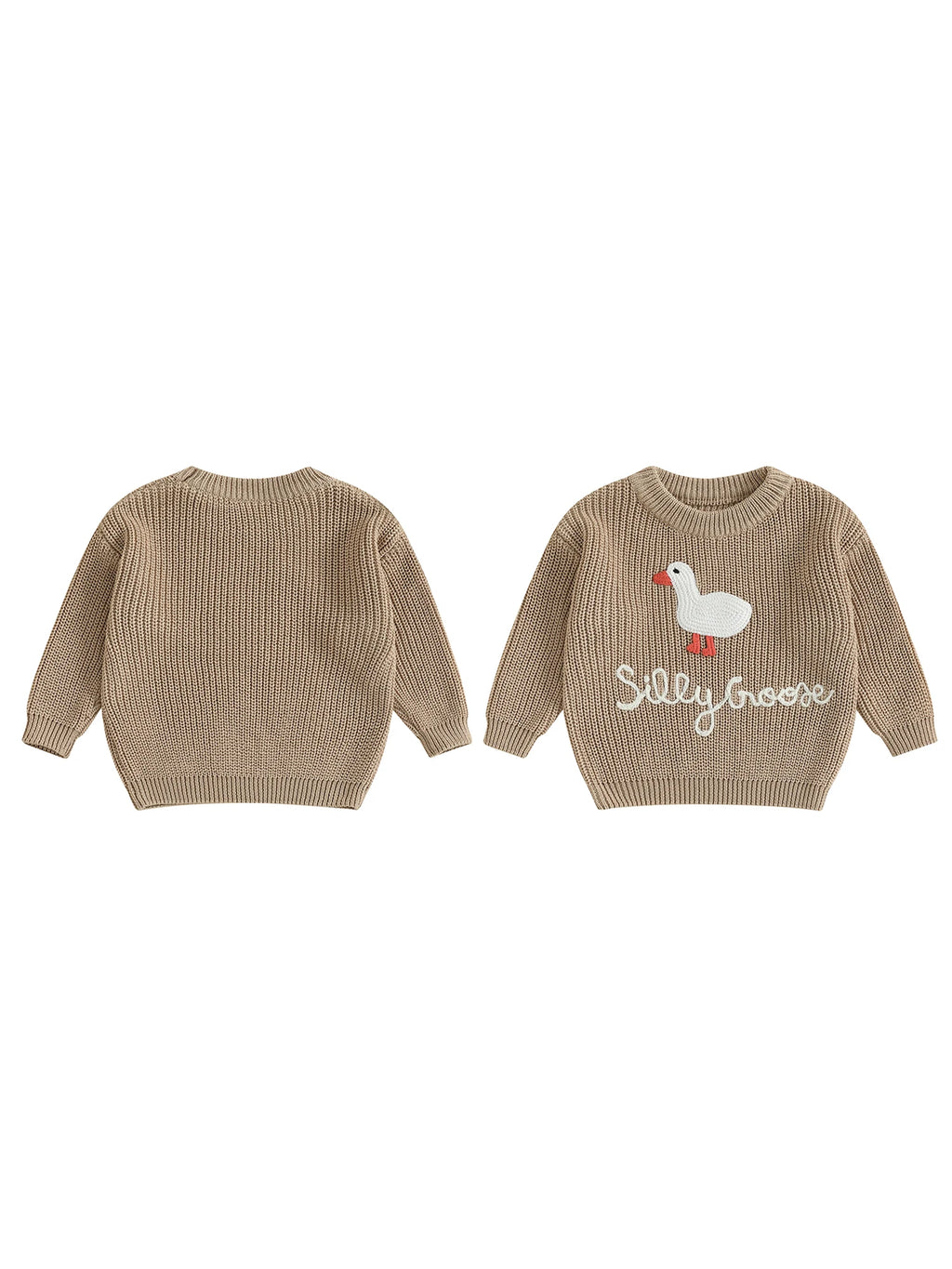 Infant Toddler Duck Sweater Cute Animal Embroidered Crewneck Long Sleeve Pullover Cozy Knit Tops for Baby Boys Girls