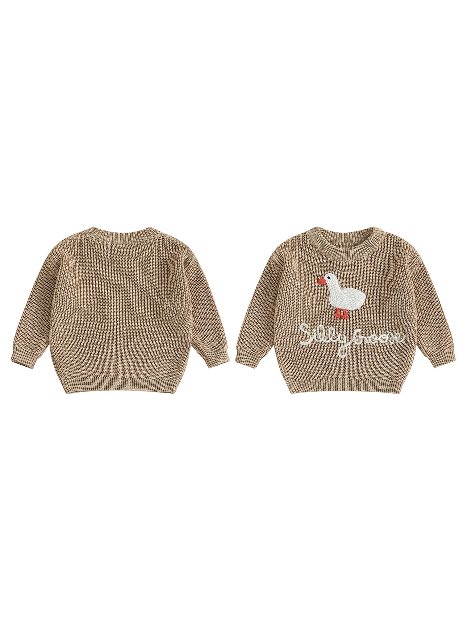 Infant Toddler Duck Sweater Cute Animal Embroidered Crewneck Long Sleeve Pullover Cozy Knit Tops for Baby Boys Girls