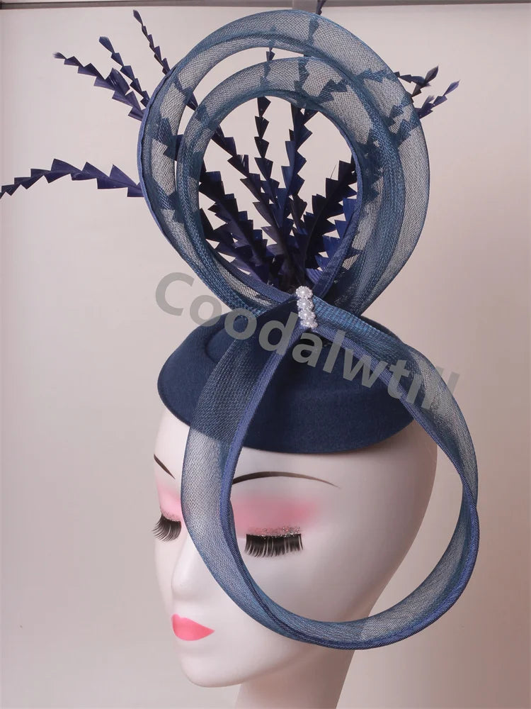 Charming Mesh Fascinator Ladies Elegant Derby Feather Hair Accessories For Women