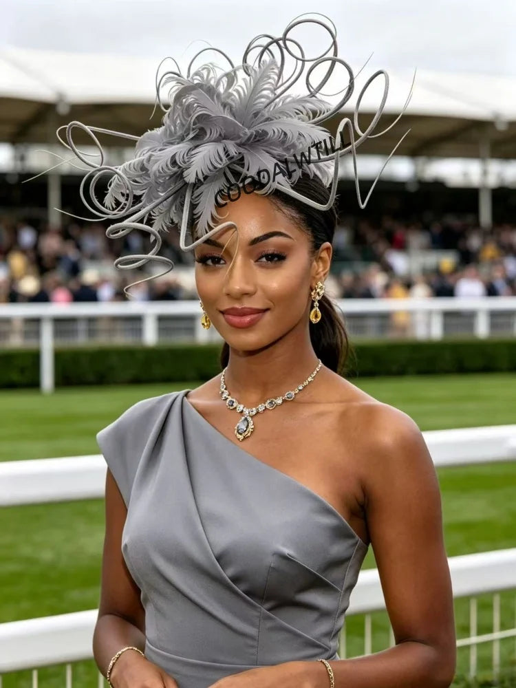 Elegant Fascinator Decorated With Soft Feather Women Race Day Headwear Formal Cocktail Party And Photoshoot Hair Accessories
