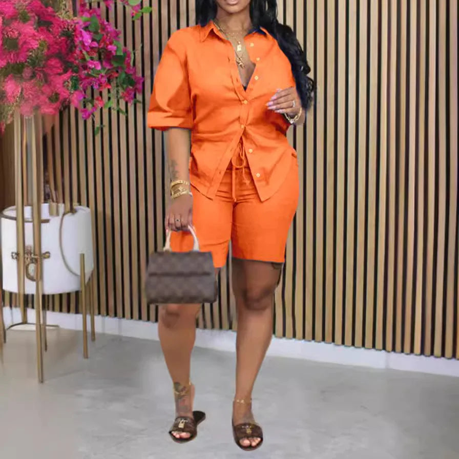 Women's Elegant Summer Two Pieces Suit Full Set Female Outfit