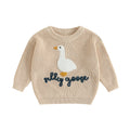 Infant Toddler Duck Sweater Cute Animal Embroidered Crewneck Long Sleeve Pullover Cozy Knit Tops for Baby Boys Girls