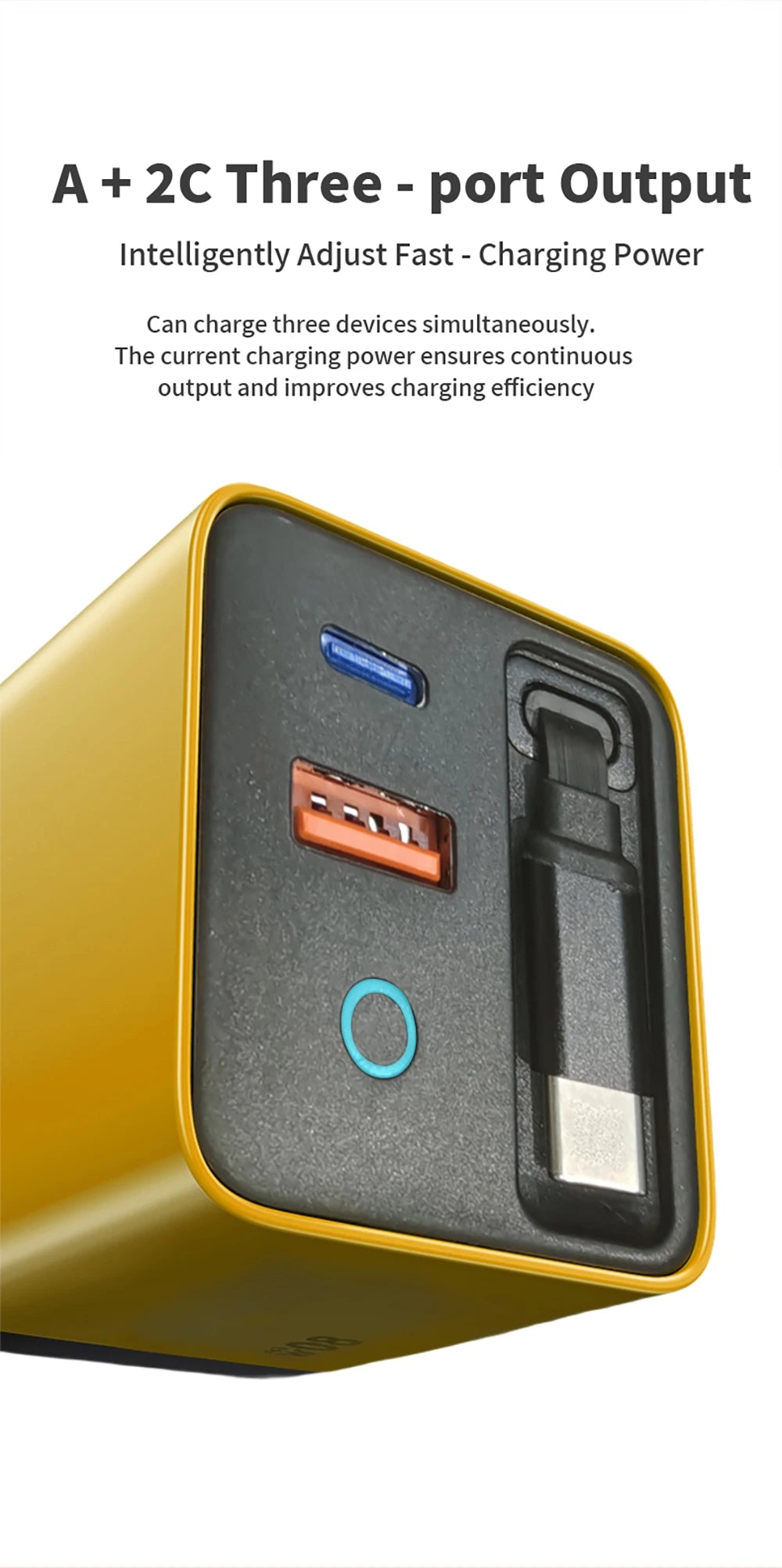80W Super Fast Charge Type C USB Phone Charger With Telescopic USB C Cable For Iphone 16 15 Samsung Laptop With Light