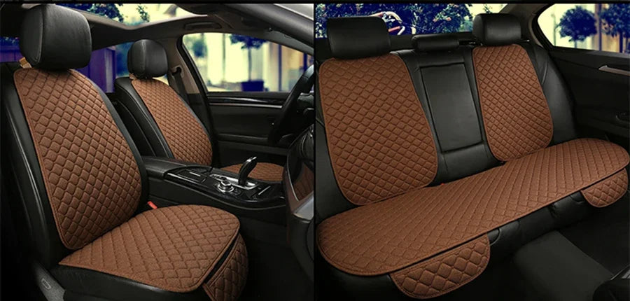 Universal Car Seat Cover Protector Linen Front Rear Back Flax Summer Cushion Pad Mat Sedan Suv Pick-up Car Interior Accessories
