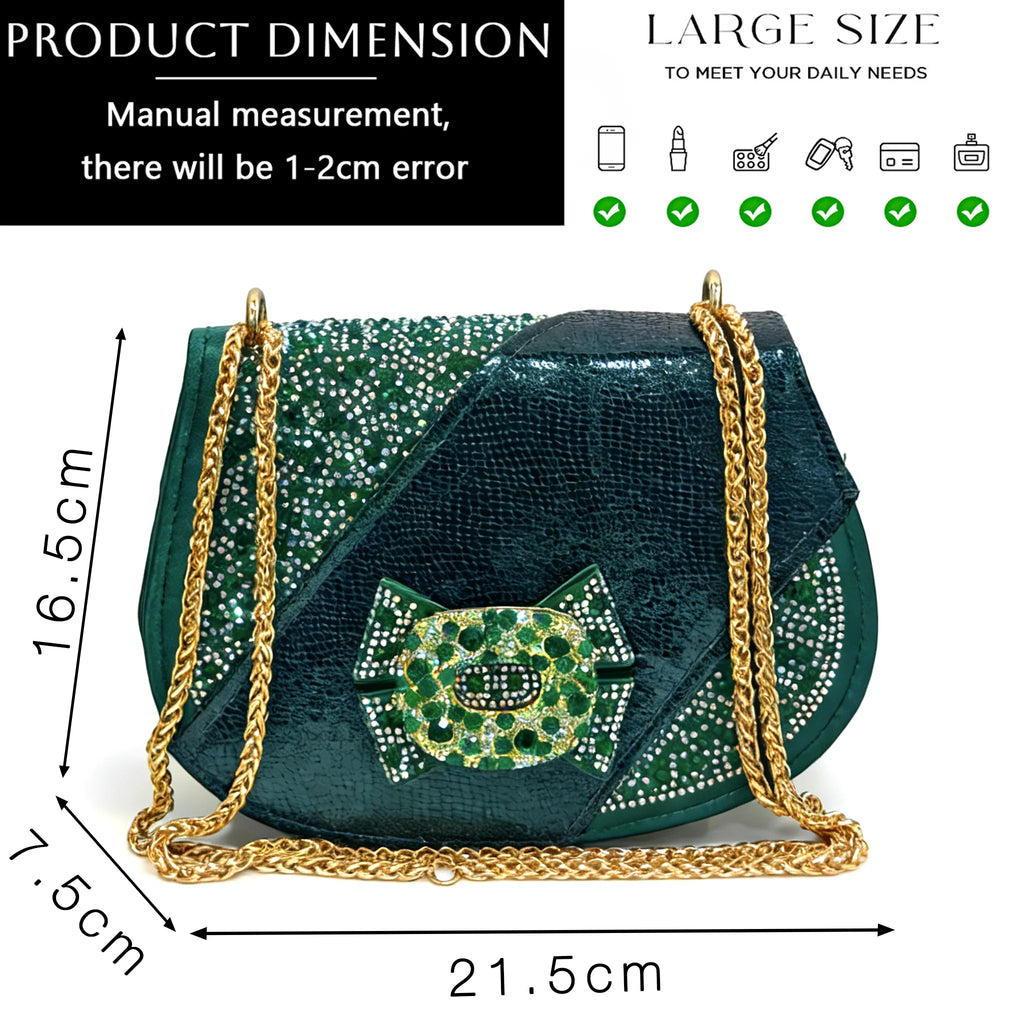 Women Elegant Orange High Heel Shoe and Matching Bag Set with Rhinestone Accents Stylish Peep Toe Design for Party