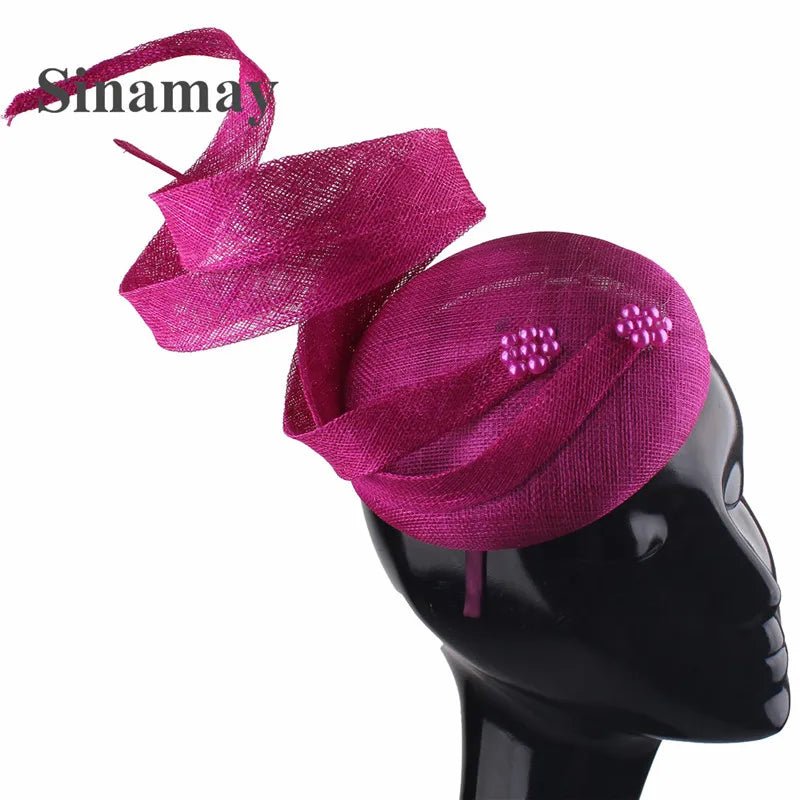 Green Fascinators Millinery Hat Party Tea Chapeau Headband New 4-Layer Sinamay Female Bridal Married Headpiece Fashion Occasion