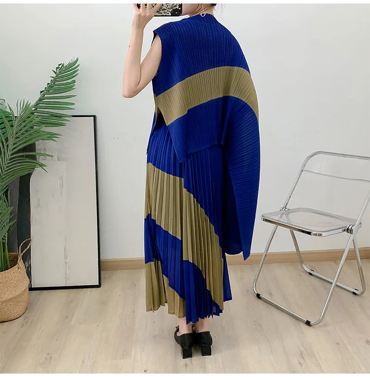 Autumn Women's Color Matching Set Shawl Top Long Elastic Waist Skirt Two-piece Set