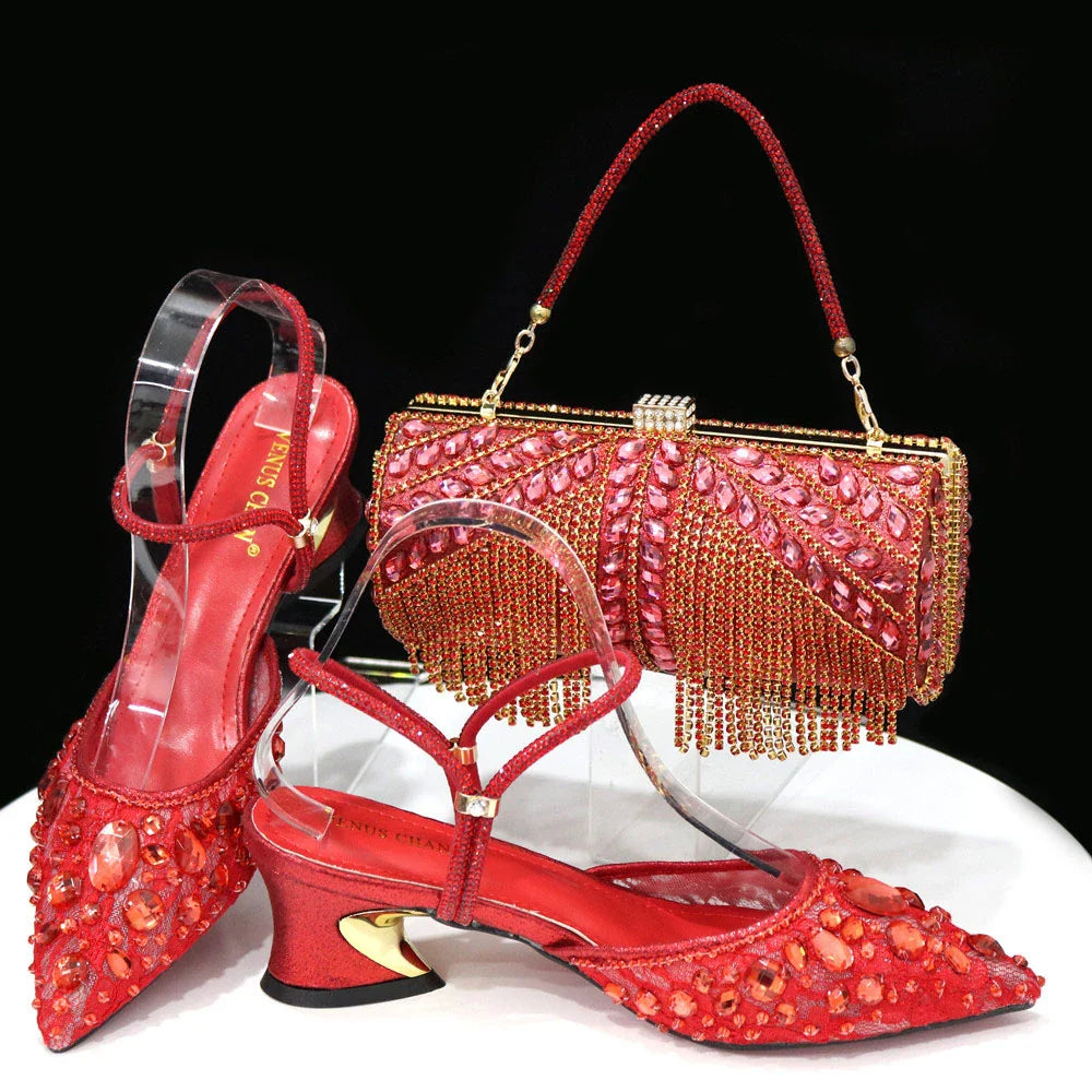 Italian Design Three-Dimensional Women's Bags And Ladies Heel Shoes