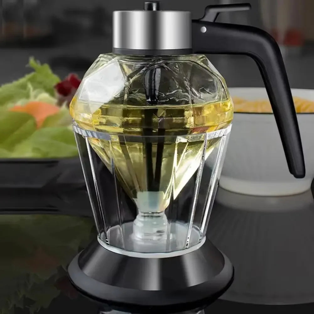 Diamond Glass Honey Dispenser 200ml | Oil, Vinegar & Sauce Dripper with Stand | HotTrendyPicks