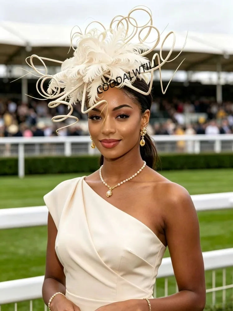 Elegant Fascinator Decorated With Soft Feather Women Race Day Headwear Formal Cocktail Party And Photoshoot Hair Accessories