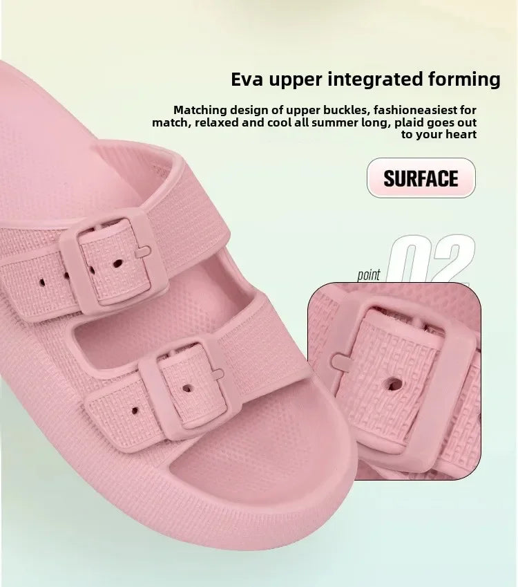 New Women's Slippers Thick Bottom Anti-Slip Home Outdoor Sandals Comfortable EVA Material Pure Color Slippers