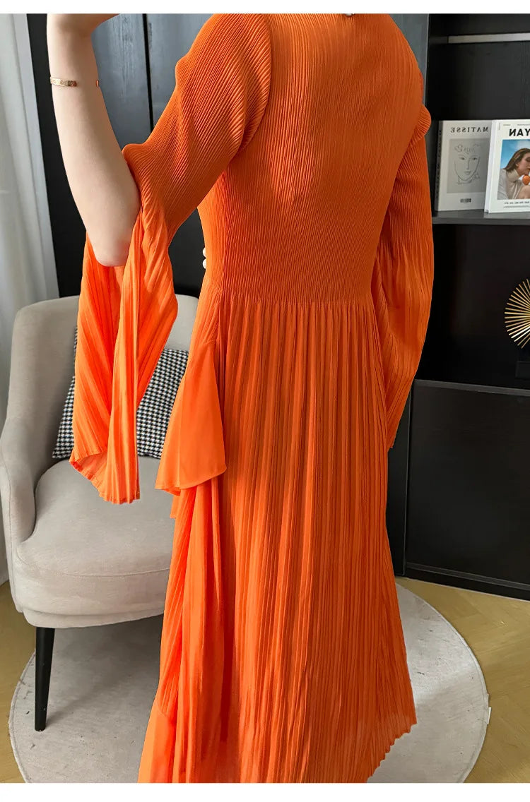 Women's Ruffled Solid Color Plus Size Long Dress