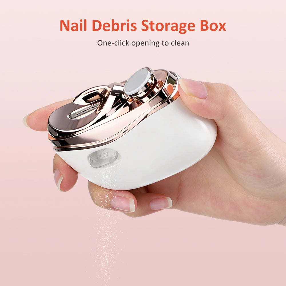 Automatic Electric Nail Clipper, 2 in 1 Auto Fingernail Cutter & Polishing Grinder for Baby Senior Adults, 2-Speed Nail Trimmer
