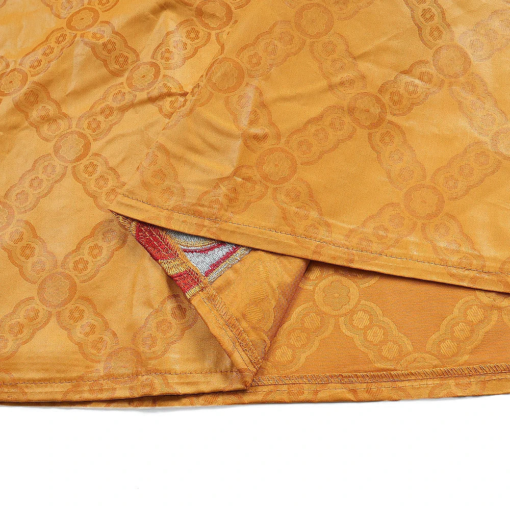 African Men's Traditional Agbada Sets 3PCS Yellow Bazin Riche Embroidery Wedding Party Couple Suits boubou