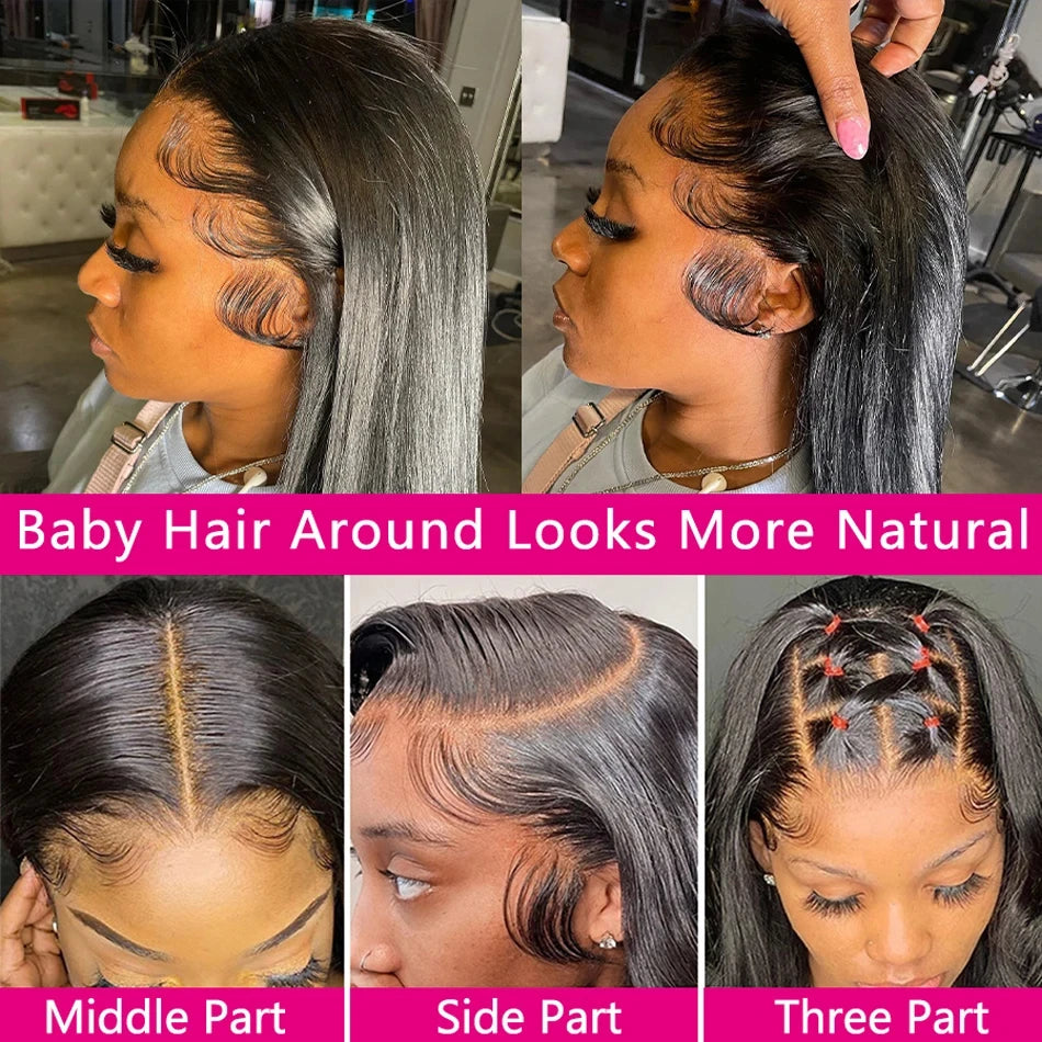40 Inch Straight Drawstring 360 Full Lace Wig Human Hair 100% 13x6 HD Transparent Lace Frontal Wigs 5x5 Glueless Wigs For Women