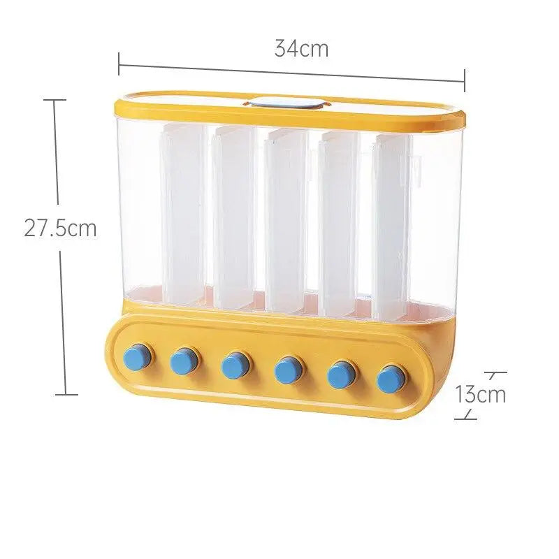 Grids Food Grains Storage Box Tank Sealed Moisture Proof Rice Buckets Wall Mounted Kitchen Bulk Classified Container