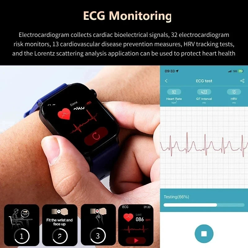 2025 AI Health Smartwatch | ECG+PPG Blood Lipids Uric Acid Body Composition | Men