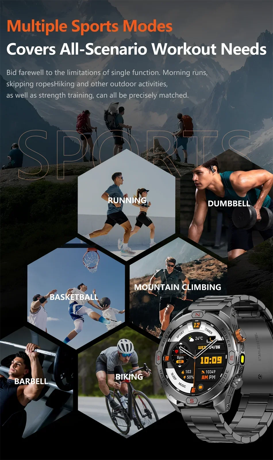 Military Grade 1200 mAh Battery Smart Watch Men LED Flashlight Outdoor Sports Fitness Tracker Compass Bluetooth Call Smartwatch