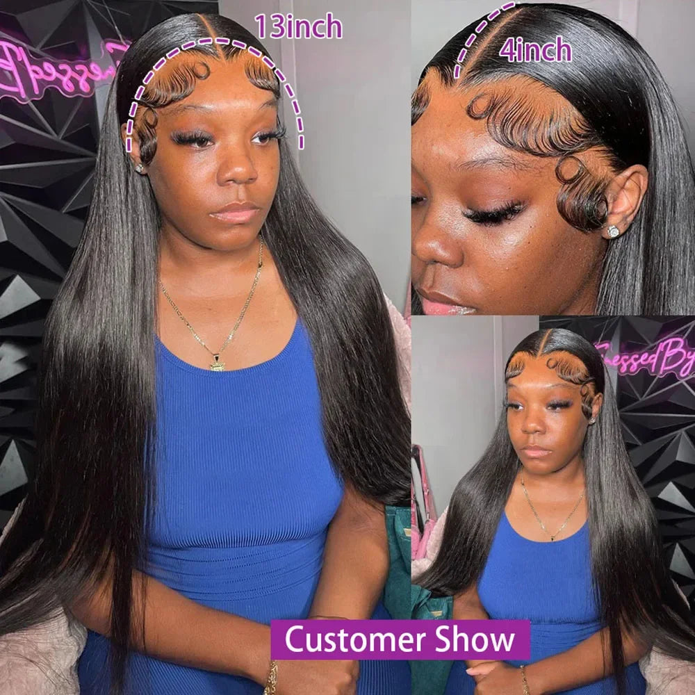 40 Inch Straight Drawstring 360 Full Lace Wig Human Hair 100% 13x6 HD Transparent Lace Frontal Wigs 5x5 Glueless Wigs For Women