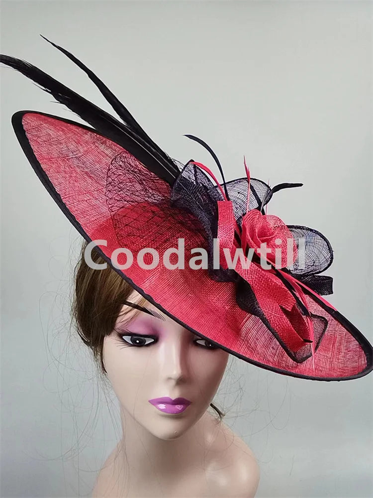 Wedding Pillbox Fascinator Hat Fashion Flower Headwear Women Formal Dress Party Royal Ascot Hair Accessories Feather Chapeau