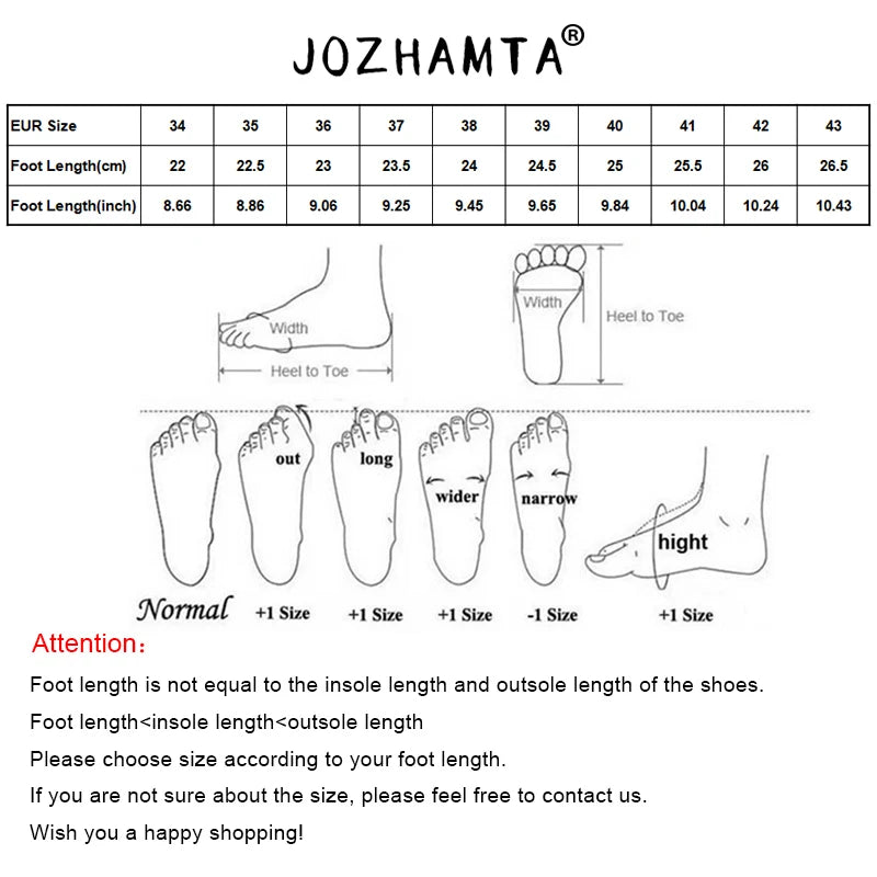 JOZHAMTA Size 34-43 Women Real Leather Ankle Boots Fashion Mid Heels Shoes For Winter Boots Pointy Office Lady Daily Dress Shoes