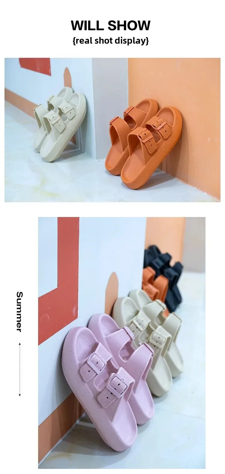 New Women's Slippers Thick Bottom Anti-Slip Home Outdoor Sandals Comfortable EVA Material Pure Color Slippers