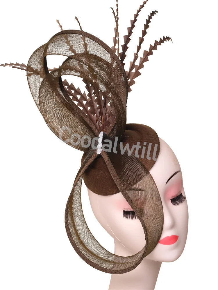 Charming Mesh Fascinator Ladies Elegant Derby Feather Hair Accessories For Women