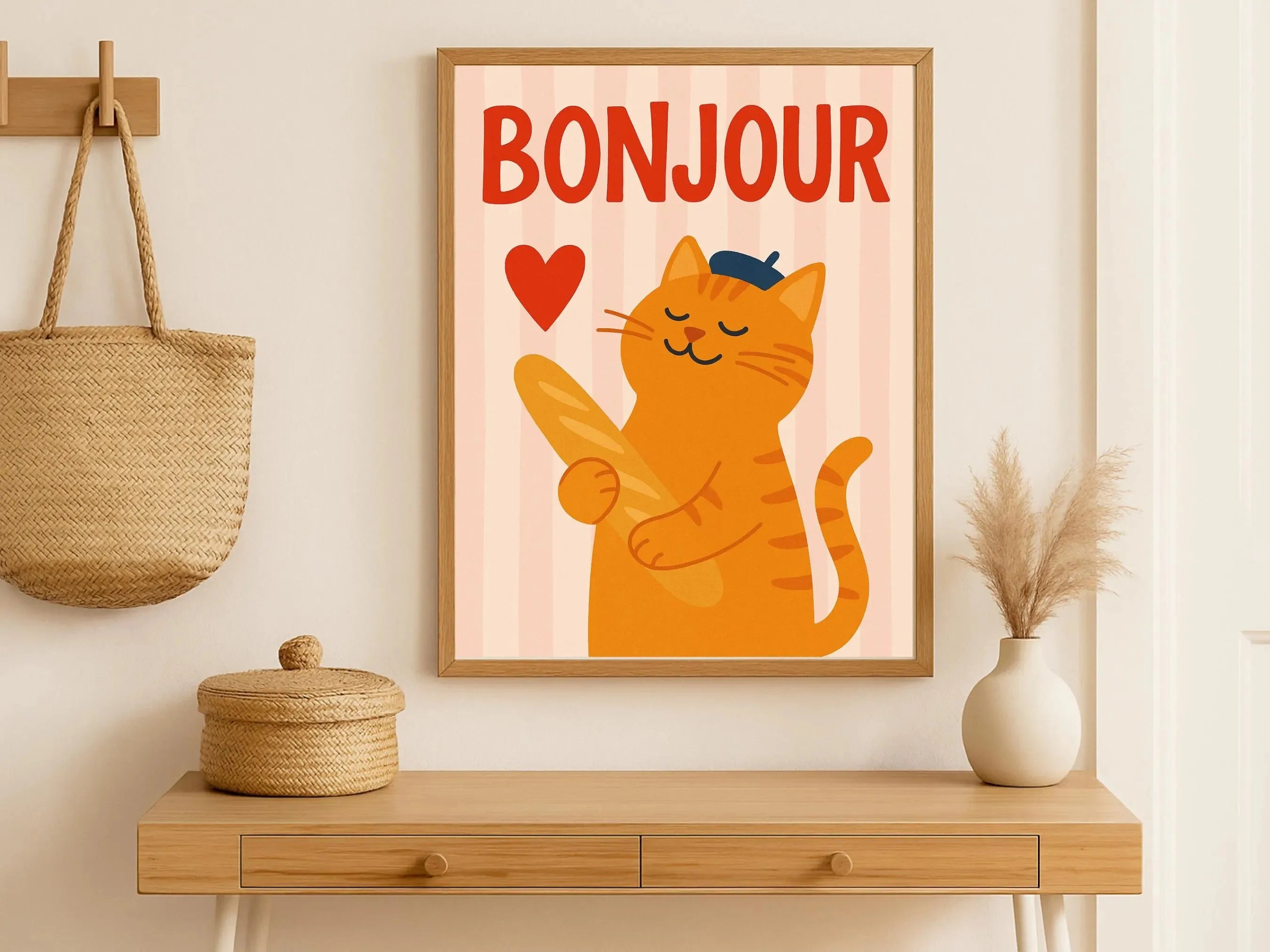 Black Cat & Dog Canvas Wall Art | Mid-Century Home Decor Gift | HotTrendyPicks