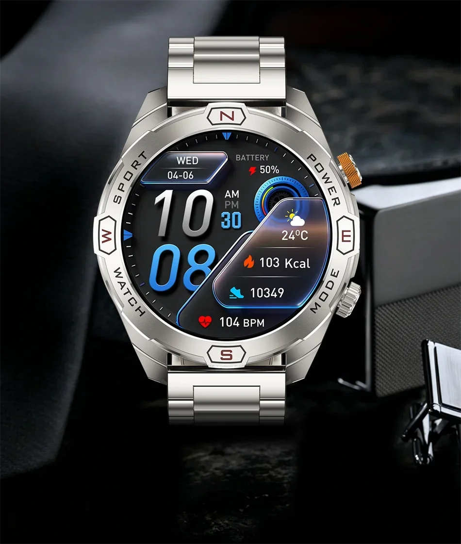 Military Grade 1200 mAh Battery Smart Watch Men LED Flashlight Outdoor Sports Fitness Tracker Compass Bluetooth Call Smartwatch