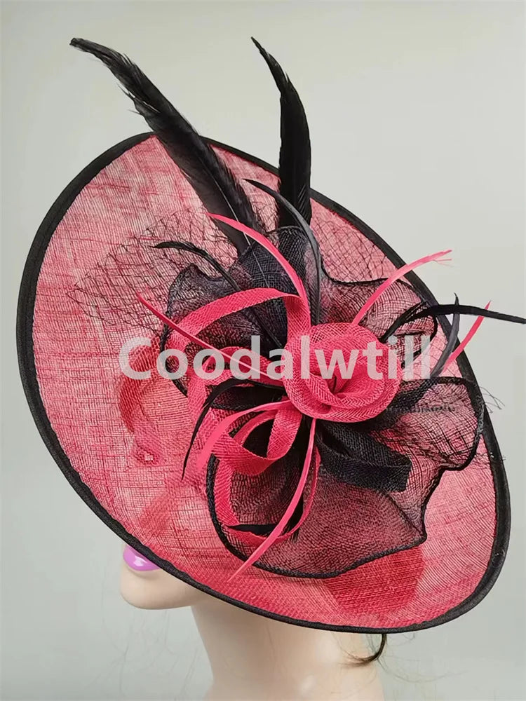Wedding Pillbox Fascinator Hat Fashion Flower Headwear Women Formal Dress Party Royal Ascot Hair Accessories Feather Chapeau