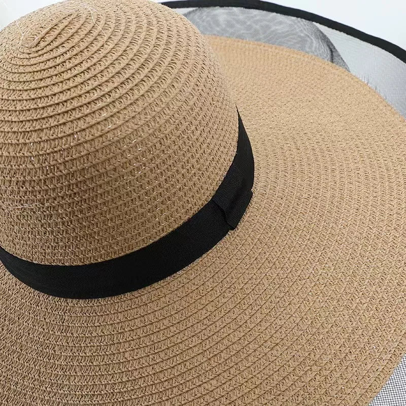 1pc Sun Hat Big Eaves Waves Beach Cap for Women,Summer Straw Hats Big Brim Sun Visors UV Foldable Bucket Panama Caps for Tralve