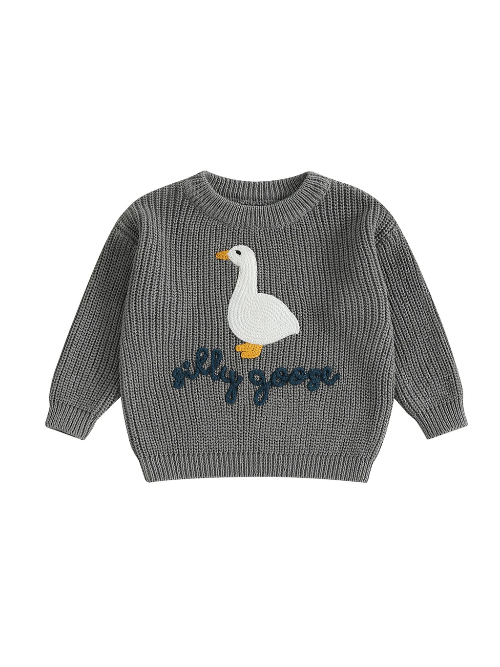 Infant Toddler Duck Sweater Cute Animal Embroidered Crewneck Long Sleeve Pullover Cozy Knit Tops for Baby Boys Girls