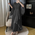 Women's Ruffled Solid Color Plus Size Long Dress