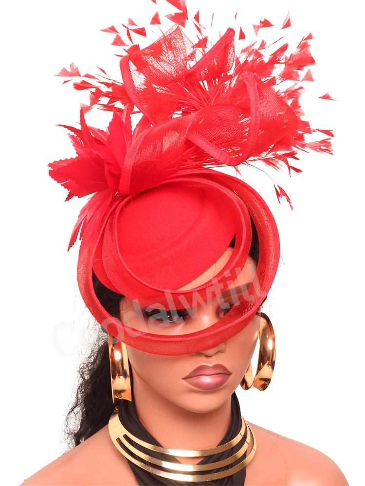 Elegant Women's Fascinator Kentucky Derbie Headwear Chapeau Cap With Feather Clips