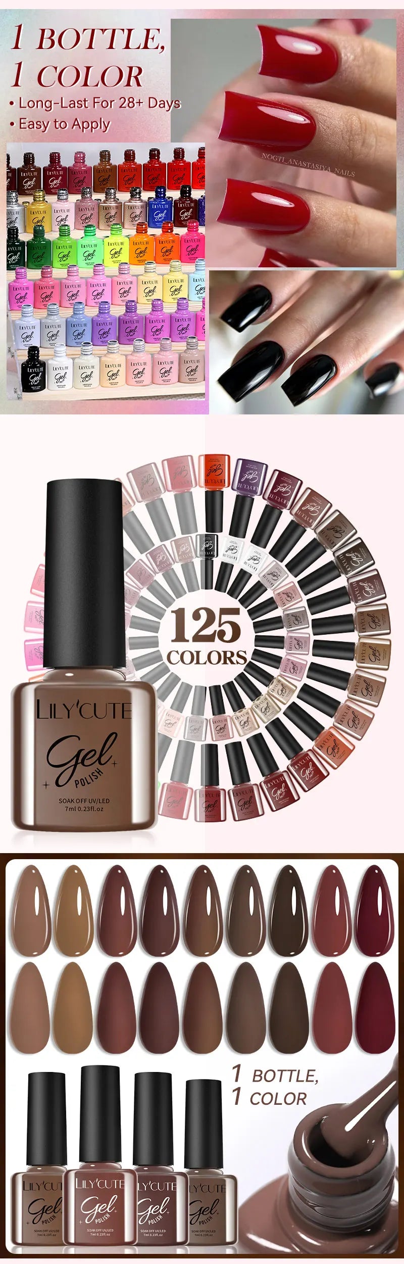 UV Gel Nail Polish | Brown Red Purple Coffee Shades | HotTrendyPicks