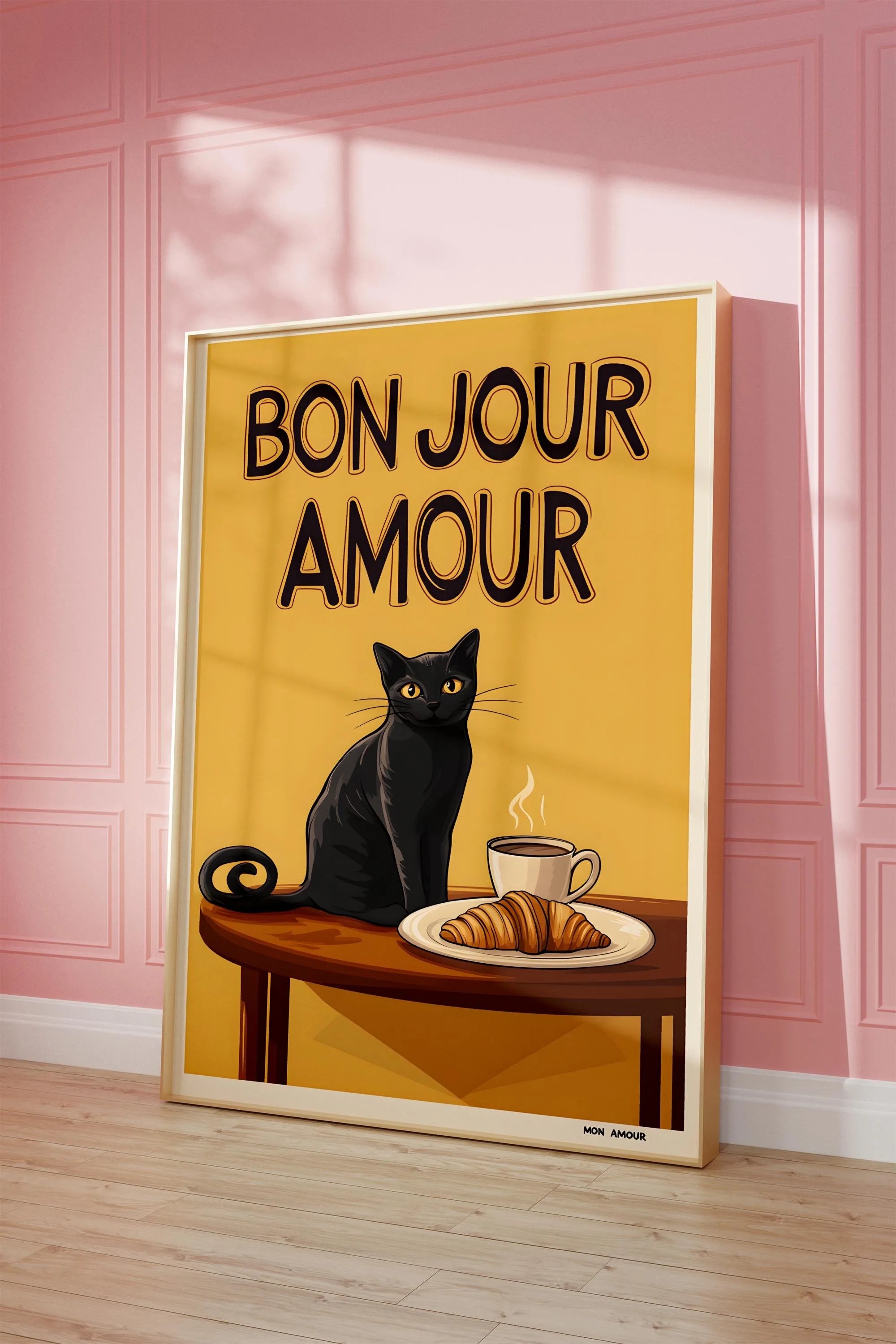 Black Cat & Dog Canvas Wall Art | Mid-Century Home Decor Gift | HotTrendyPicks