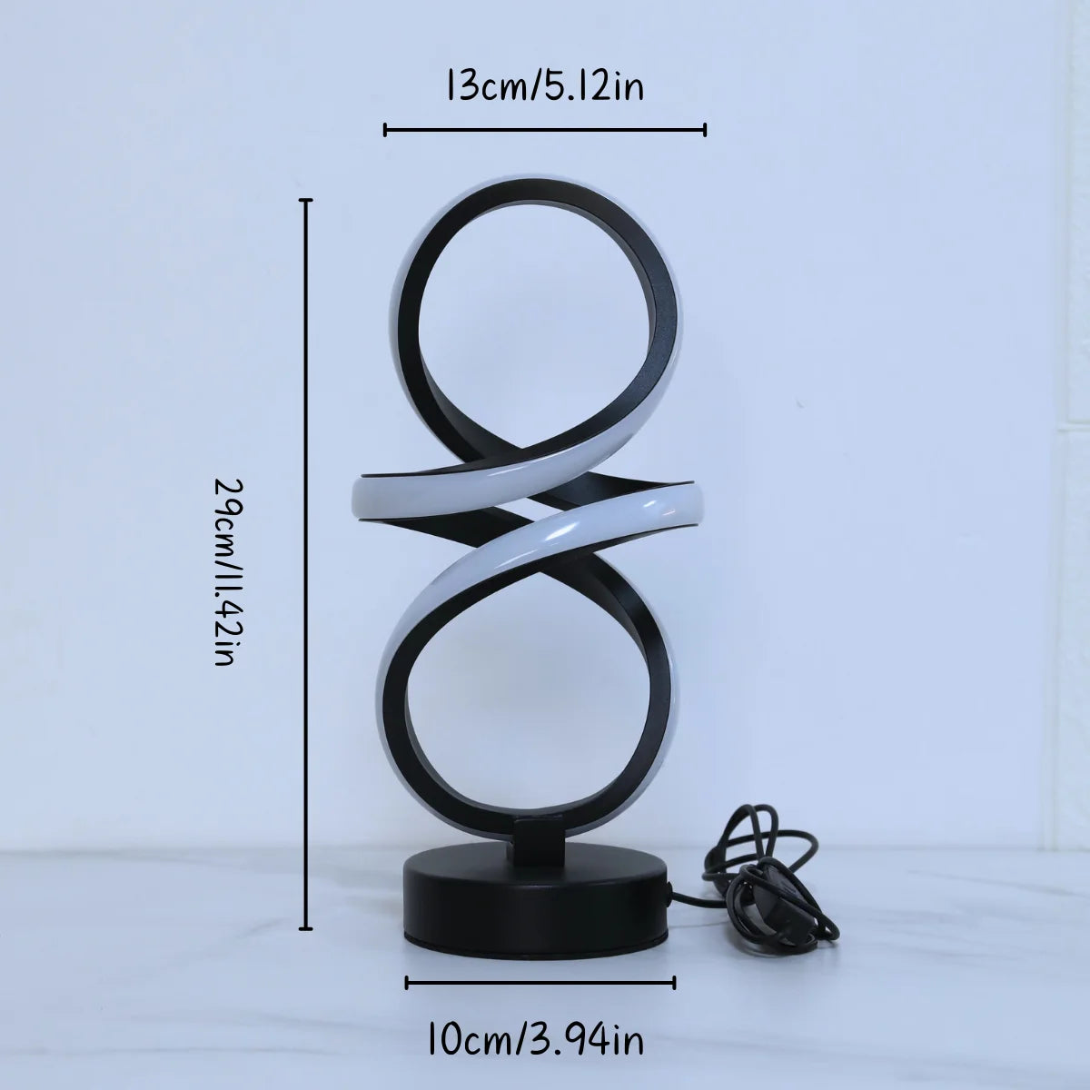 Creative spiral LED table lamp, adjustable in 3 colors, USB power supply, suitable for home bedrooms, offices, and study rooms