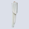 Spliced Folds Irregular Women Round Neck Long Sleeves Tunic Design Sense Long Dress
