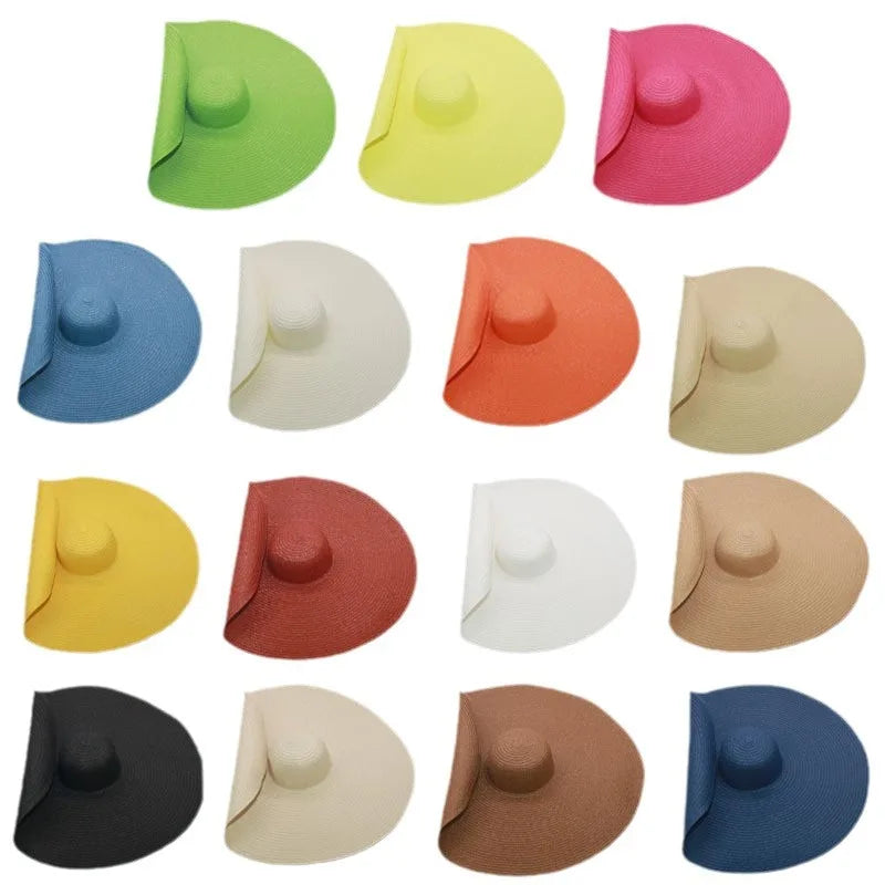 Oversized Beach Straw Hats for Women Floppy Extra Large Sun Visor Hat Wide Brim Summer Roll Up Big Beach Hat Women Foldable