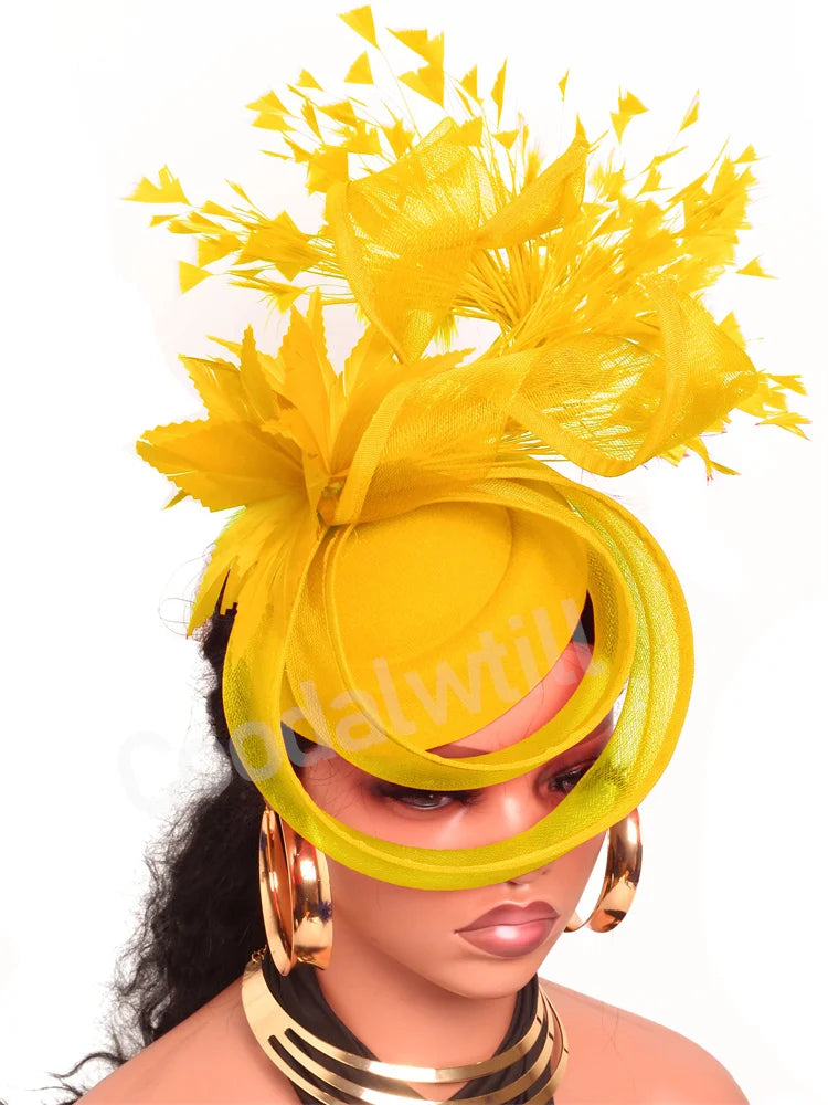 Elegant Women's Fascinator Kentucky Derbie Headwear Chapeau Cap With Feather Clips