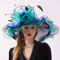 Women's Elegant Fascinators Large Wide Brim Church Hat With Big Flower