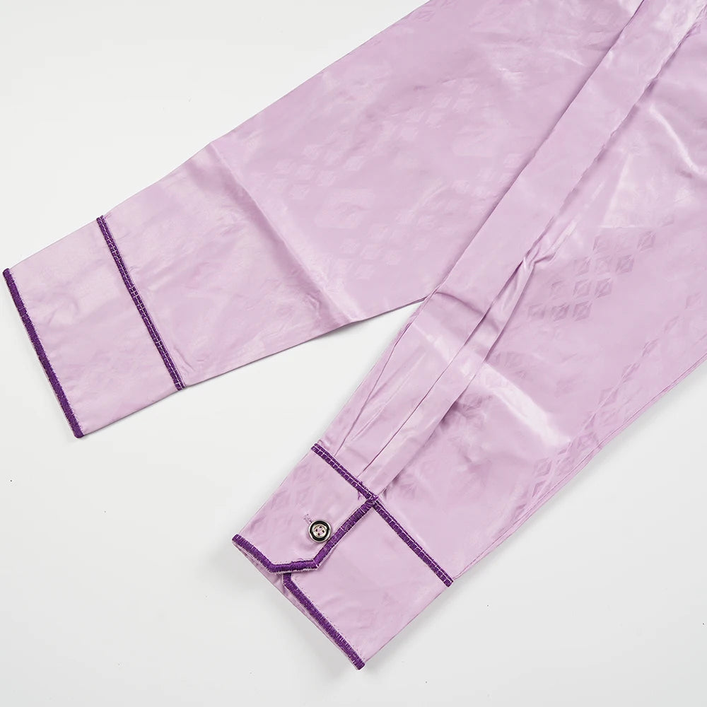 Men's African Agbada 2-Piece Set | Purple Bazin Riche Embroidery Suit | Wedding & Party
