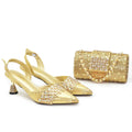Luxury African Shoes & Bag Set | Crystal Pointed Toe Heels | Wedding & Party